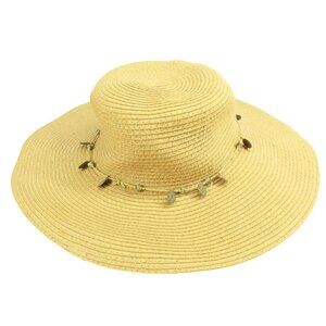 Broner Tan Straw Floppy Sun Hat with Coin Detail